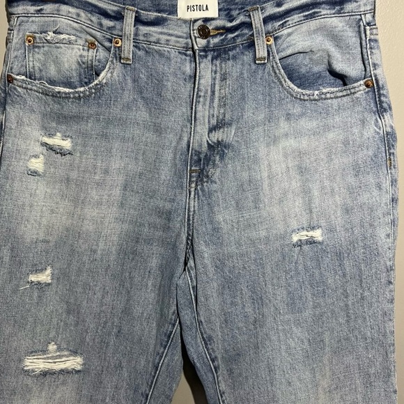 Pistola Presley HIGH-RISE Distressed Straight Leg Jeans Womens Size 30 crop - Picture 2 of 11